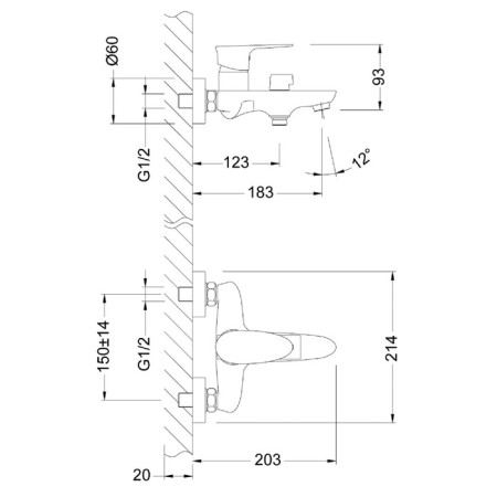 LEMARK NERO LM0214C bath mixer, with short pour, chromium color-2