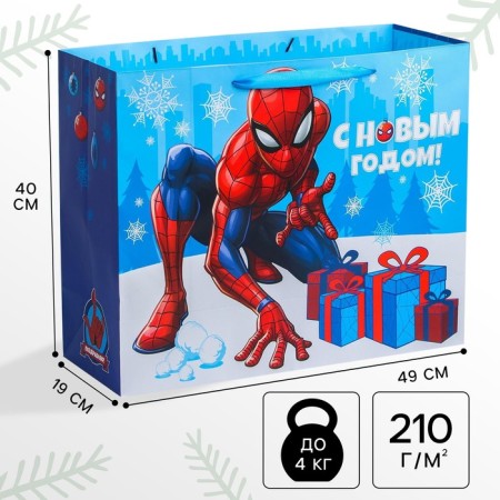 New Year. Gift package, 40x49x19 cm, packaging, spider-man