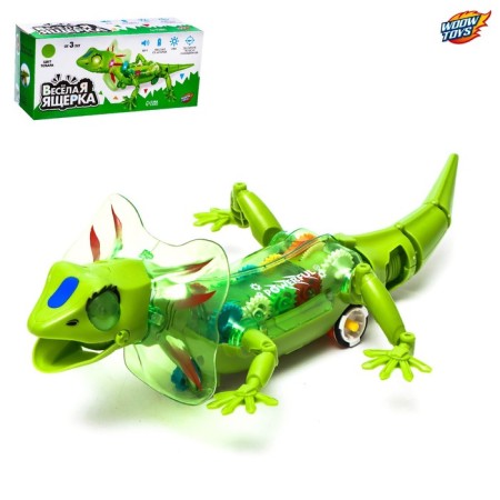 Lizard "gears", light, works from batteries, green color