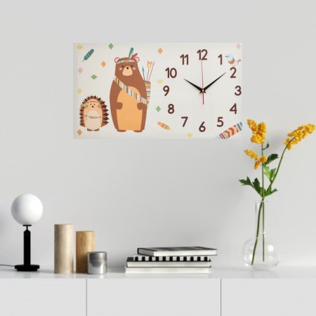 Carty clock wall "Bear and Hedgehog", smooth move, 35 x 60 cm-1