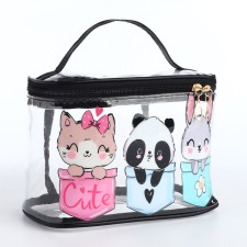Cosmetic bag with lightning, black color