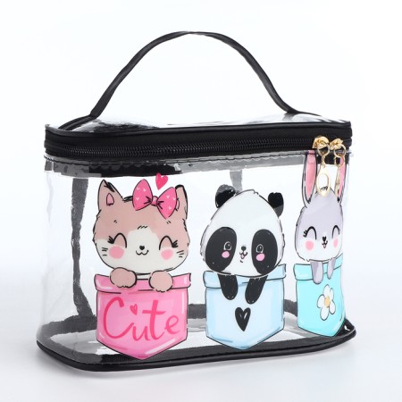 Cosmetic bag with lightning, black color