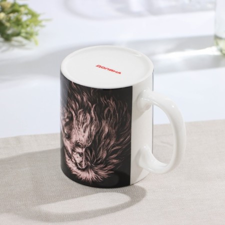 Porcelain shade mug "Lion Force", 320 ml, black color-2