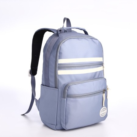 Young backpack from textiles on lightning, 5 pockets, blue color-2