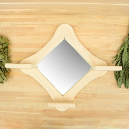 Mirror with a rhombus shelf, large, 30x30 cm