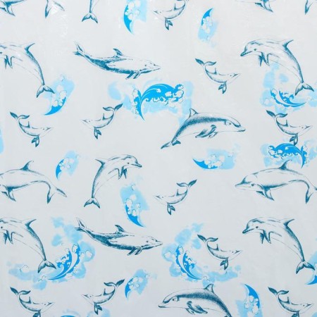 The bathroom curtain "Dolphins", 180 × 180 cm, polyethylene, white color-1
