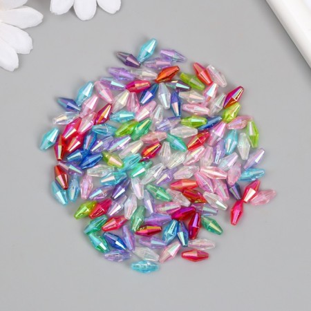 Beads for creativity Plastic "Rhombus Crystal Holography" set 20 grams mix 0.6x0.6x1.2 cm