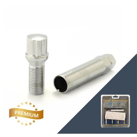 Secret Bolt M12x1.5, 55/30, external special, chrome, 4 pcs +key