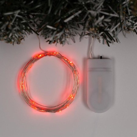 Garland "thread" 2 m dew, ip20, silver thread, 20 LED, red glow, CR2032x2