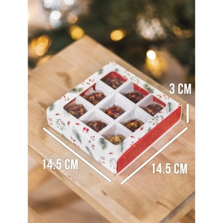 Box for 9 sweets with cells “Make a desire” 14.5 x 14.5 x 3.5 cm, New Year-6