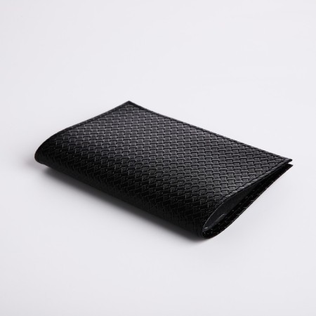 Cover for passport, embossing, braid, black color-2