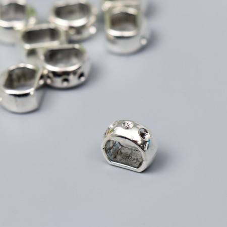 Bead for creativity Metal "Three holes" silver G307B769 1.5x0.8 cm