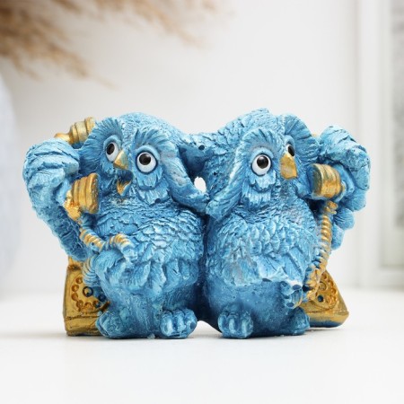 Figure "Owls speak by phone" gray 8x8x12cm-4