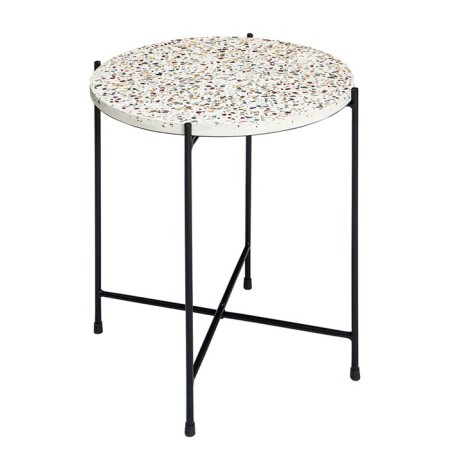 Coffee table Josen Terrazzo, 430 × 430 × 500 mm, white / black color