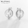 Earrings with rhinestones Xuping Circle Circle, white color in silver