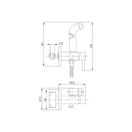 Facetor for Profsan Bidsan PSM-ST-0710, with a hygienic shower, built-in, brass, chrome 979731-1
