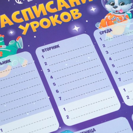 Schedule of the Lessons "Animals in Cosmos" A4, a reusable magnetic with a marker-3