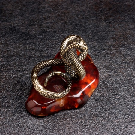 Souvenir "Snake of Cobra", large, brass, amber-3