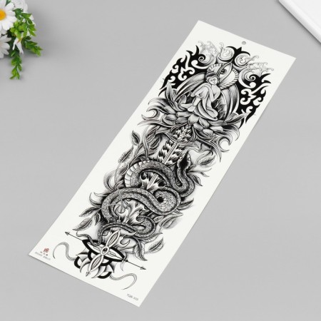 Black Buddha and Snake Tattoo Tattoo 48x17 cm-1
