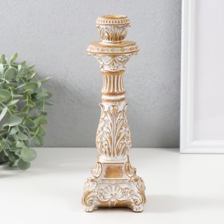 Polystone candlestick for 1 candle of amphitia sandy with a patina 7.8x7.8x23.5 cm