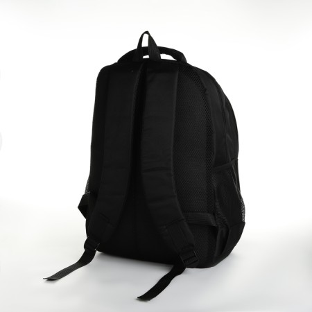 Young backpack from textiles with lightning, 5 pockets, black/blue color-3