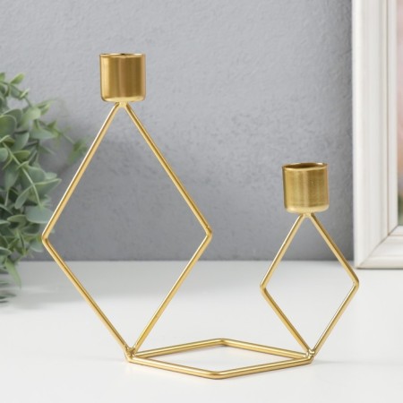 Summary Metal for 2 candles "Geometry. Romb" gold d = 2.3 cm 7.8x18x19 cm-1