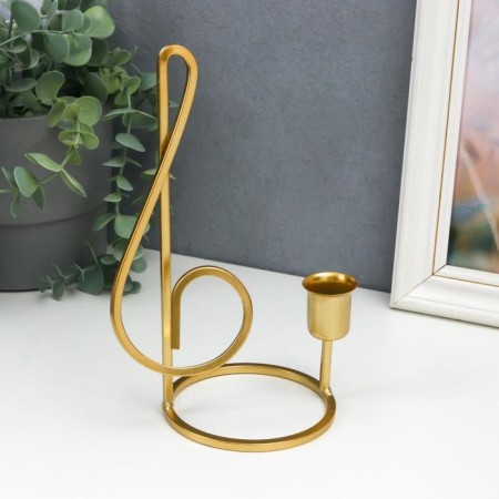 Summary Metal for 1 candle "Violin key" gold 20.7x7.7x9.3 cm-1