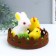 Easter souvenir "Rabbit and two chicken on the lawn with flowers" 14x14x10.5 cm