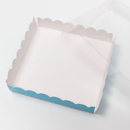 Box for cookies with PVC lid, blue, 15 x 15 x 3 cm-2