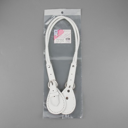 Handle for bags, cords, 60 × 1.8 cm, with sewing loops 5.8 cm, white/silver color-3