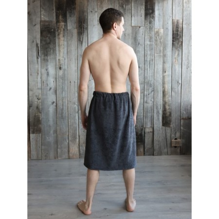 Set for male bath: hat, mittens, kilt, size 65x130 cm gray-2