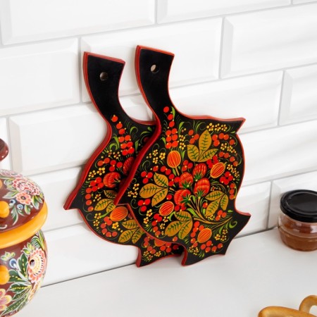 Set "Berry", 6 items: 2 boards, 3 banks, shelf 30 cm, Khokhloma-4