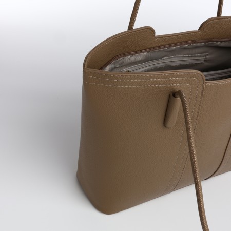 Bag Female Tout with zipper, beige color-4
