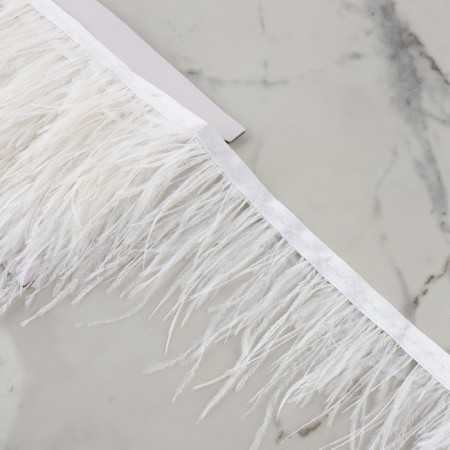 Braid with ostrich feathers, 8-10 cm, 5 ± 0.5 m, white color-2