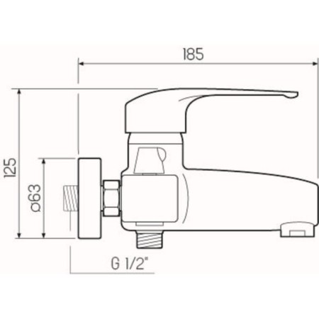 Bath mixer "RMS" SL50-009E, short spout, shower set, zinc, chromium-4