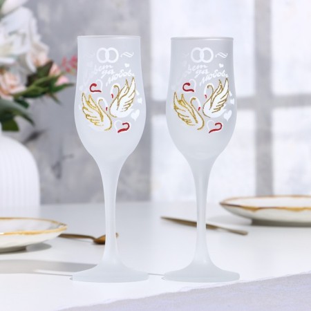 Set of wedding glasses "Council and love" 200 ml, white-5