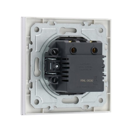 Socket with USB-A + usb-C connectors, 2.1 A, 5V, TOT GLOSSY GLASS, Hidden, glass, silver 10439-3