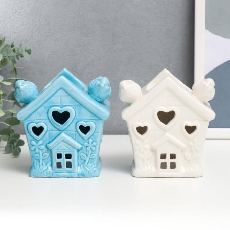 Aroma lamp ceramics "Birds House" mix 11.5x11x7.5 cm-1