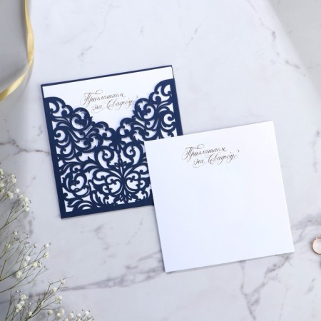 An invitation to the wedding: laser cutting “Invitation to our wedding”, 15 x 15 cm.-2