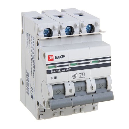 Automatic circuit breaker EKF Proxima, 3P, modular, 16 A-1