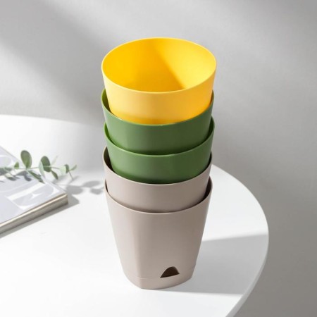A set of pots for flowers with basic watering amsterdam, 650 ml, 5 pcs, color mix-1