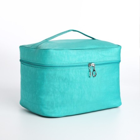 Cosmetic bag with zipper, turquoise color