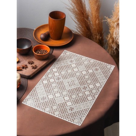 Openwork napkin for the table “Tenderness. Rombs ", 45 × 30 cm, beige color