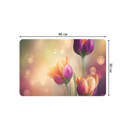 A set of napkins for setting the table “Morning with tulips”, rectangular, rounded edges, size 30x46 cm, 4 pcs-2