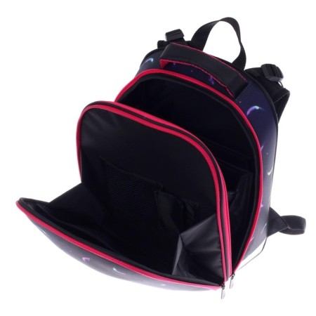 School backpack 38 x 30 x 16 cm, ergonomic back, stavia "flamingos mini", black/blue/pink-11