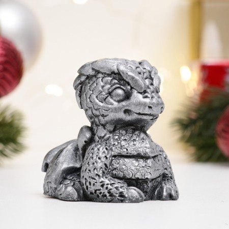 Фигура "Дракончик сидит" сталь с посеребрением, 7х6х6см-1