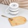 Ceramic mug on a wooden stand "Hide and Hide and Humanitudes", 330 ml, with a spoon, white color