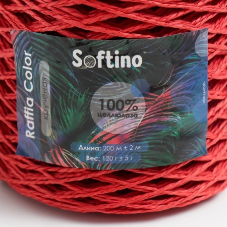 Yarn 100% cellulose "Softino raffia color" Washing, red 200m ± 2m 120 g-3