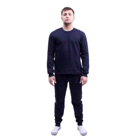 Male thermal underwear, cotton with the basis, size 50, dark blue color