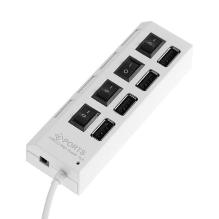 USB Luazon USB, 4 ports with individual white circuit breakers